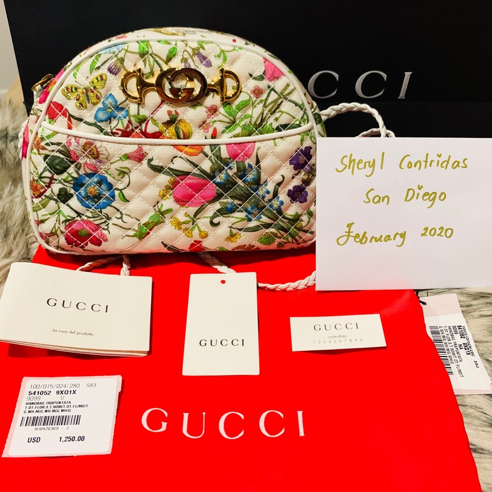 NEW Gucci Quilted Floral Print Dome Crossbody Bag